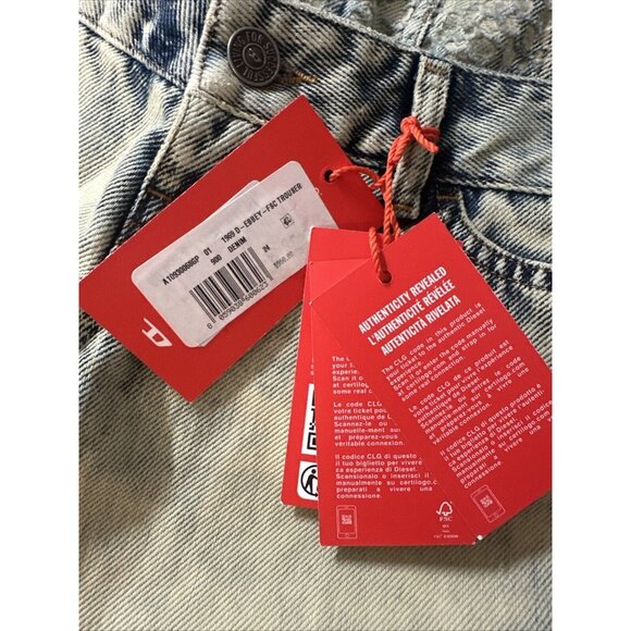 Diesel 1969 D-Ebbey-Fsc 068GP Jeans Slim Ivory W 24 Denim Corset Lace Bootcut - Picture 12 of 16